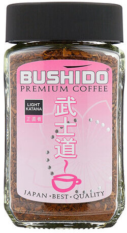 Кофе растворимый BUSHIDO &quot;Light Katana&quot;, сублимированный, 100 г, 100% арабика, стеклянная банка, BU10009006