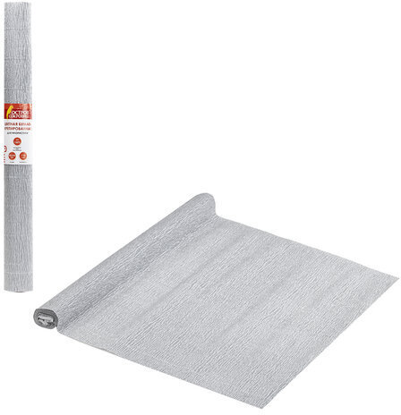 Бумага гофрированная/креповая, 110 г/м2, 50х250 см, СЕРЕБРЯНАЯ, ОСТРОВ СОКРОВИЩ, 112552