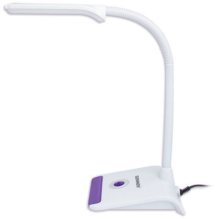 Настольная лампа-светильник SONNEN OU-147, подставка, светодиодная, 5 Вт, белый/фиолетовый, 236672
