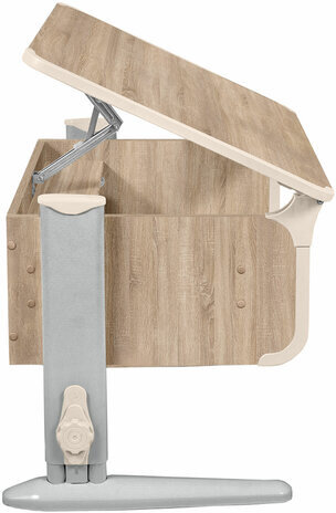 Стол-парта регулируемый "ДЭМИ" СУТ.41, 750х550х530-815 мм, серый каркас, пластик бежевый, дуб сонома (КОМПЛЕКТ)