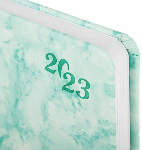 Ежедневник датированный 2023 А5 138x213 мм BRAUBERG "Marble", под кожу, бирюзовый, 114020