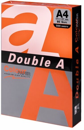 Бумага цветная DOUBLE A, А4, 80 г/м2, 500 л, интенсив, оранжевая