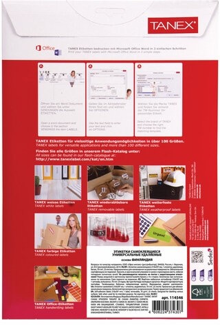 Этикетка самоклеящаяся УДАЛЯЕМАЯ 210х297 мм, 1 этикетка, белая, 70 г/м2, 25 листов, TANEX, сырье Финляндия, 114546, TW-2000