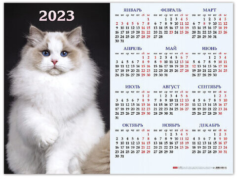 Календарь настенный листовой 2023 г., формат А2 (60х45 см), "Знак Года", HATBER, Кл2_27110