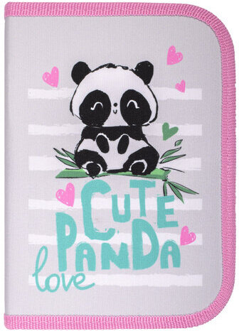 Пенал ПИФАГОР, 1 отделение, ткань, 19x13 см, "Cute Panda", 270357