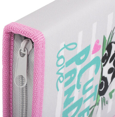 Пенал ПИФАГОР, 1 отделение, ткань, 19x13 см, "Cute Panda", 270357