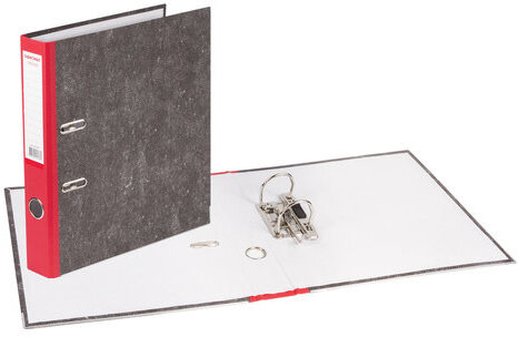 Папка-регистратор ОФИСМАГ, фактура стандарт, с мраморным покрытием, 50 мм, красный корешок, 225587