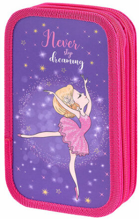 Пенал ЮНЛАНДИЯ, 2 отделения, ламинированный картон, блестки, 19х11 см, &quot;Dancing girl&quot;, 270885