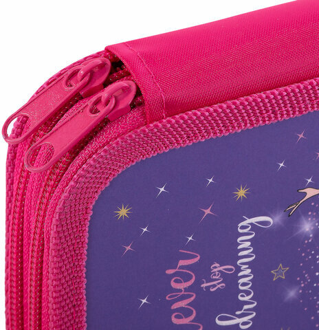 Пенал ЮНЛАНДИЯ, 2 отделения, ламинированный картон, блестки, 19х11 см, "Dancing girl", 270885