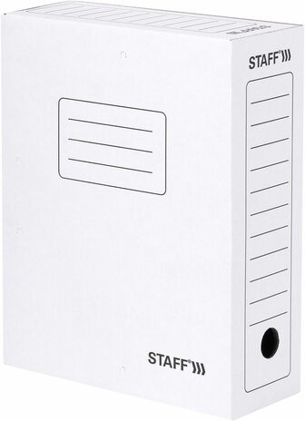 Папка архивная с завязками А4 (325х250 мм), 100 мм, до 900 листов, микрогофрокартон, БЕЛАЯ, STAFF, 128874