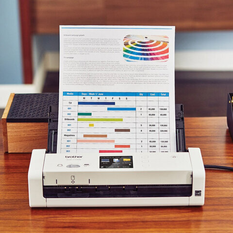 Сканер потоковый BROTHER ADS-1700W А4, 25 стр./мин, 1200x1200, ДАПД, Wi-Fi, ADS1700W