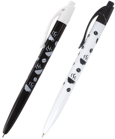 Ручка шариковая масляная автоматическая BRAUBERG BLACK&WHITE "Coffee", СИНЯЯ, узел 0,7 мм, линия письма 0,35 мм, 142659