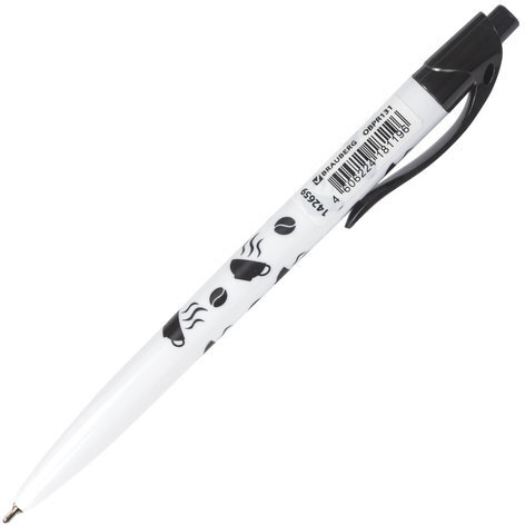 Ручка шариковая масляная автоматическая BRAUBERG BLACK&WHITE "Coffee", СИНЯЯ, узел 0,7 мм, линия письма 0,35 мм, 142659