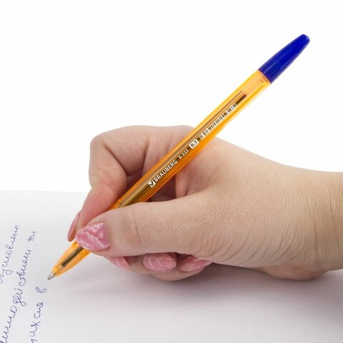 Ручка шариковая BRAUBERG "X-333" AMBER, СИНЯЯ, корпус тонированный оранжевый, узел 0,7 мм, линия письма 0,35 мм, 142832