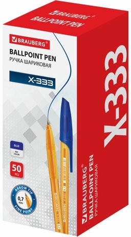 Ручка шариковая BRAUBERG "X-333" AMBER, СИНЯЯ, корпус тонированный оранжевый, узел 0,7 мм, линия письма 0,35 мм, 142832