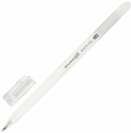 Ручка гелевая BRAUBERG Art Classic, БЕЛАЯ, корпус тонированный белый, узел 1мм, линия 0,5мм, 143418