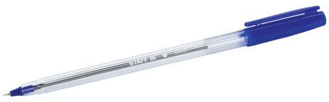 Ручка шариковая масляная STAFF "EVERYDAY OBP-537", СИНЯЯ, прозрачная, узел 0,7 мм, линия письма 0,35 мм, 143537