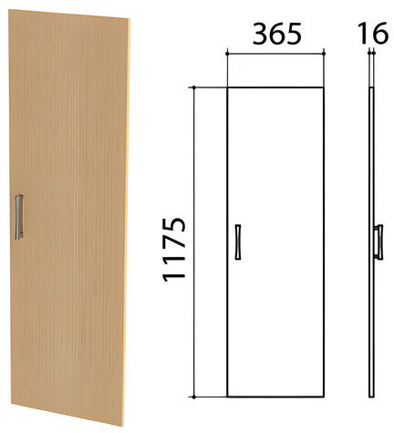 Дверь ЛДСП средняя "Монолит", 365х16х1175 мм, цвет бук бавария, ДМ42.1