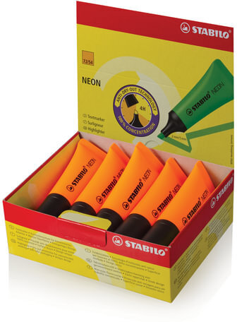 Текстовыделитель STABILO "Neon", ОРАНЖЕВЫЙ, линия 2-5 мм, 72/54