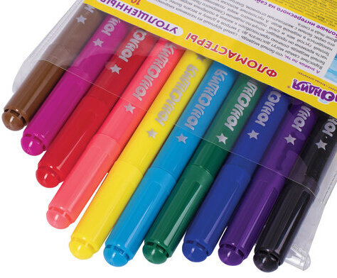 Фломастеры ЮНЛАНДИЯ 10 цветов, "ЮНЛАНДИК В АРКТИКЕ", утолщенные, ударопрочный наконечник, ПВХ, 151429