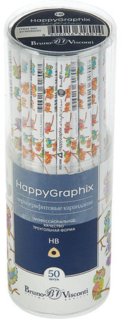 Карандаш чернографитный BRUNO VISCONTI, 1 шт., "Яркие совы", НВ, без резинки, заточенный, 21-0030/01