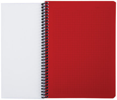 Тетрадь А5, 80 листов, BRAUBERG "Metropolis", спираль пластиковая, клетка, обложка пластик, КРАСНЫЙ, 403396