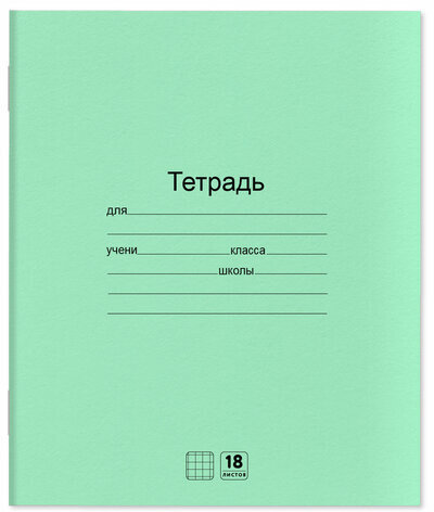 Тетради ДЭК 18 л. КОМПЛЕКТ 20 шт. с ЗЕЛЁНОЙ обложкой, ЮНЛАНДИЯ, клетка, 106744