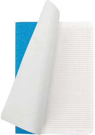 Тетрадь 48 л. в клетку обложка кожзам под рогожку, сшивка, A5 (147х210мм), ГОЛУБОЙ, BRAUBERG BRIGHT, 403846