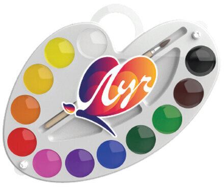 Краски акварельные ЛУЧ "Палитра", 12 цветов, медовые, с кистью, пластиковая коробка, 29С 1761-08