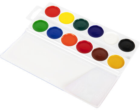 Краски акварельные BRAUBERG "МАГИЯ ЦВЕТА NEW", медовые, 12 цветов, круглые кюветы, 192286