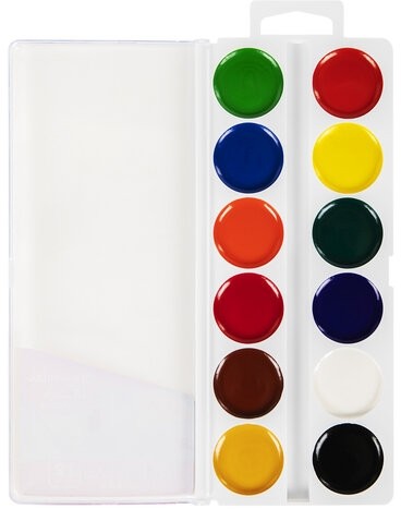 Краски акварельные BRAUBERG "МАГИЯ ЦВЕТА NEW", медовые, 12 цветов, круглые кюветы, 192286