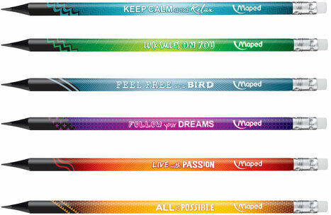 Набор карандашей чернографитных MAPED, 6 шт., "Navy Pep's Energy", HB, с ластиком, надписи, 852000