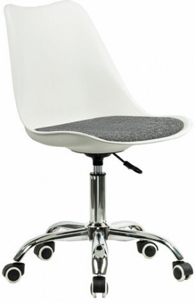 Кресло стул BRABIX &quot;Eames MG-310 CH&quot;, хром, пластик белый, ткань серая, 532924