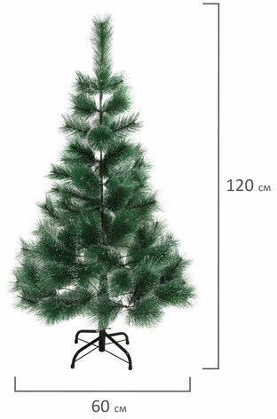 Ель новогодняя искусственная "Пушистая" 120 см, с инеем и шишками, зеленая, ЗОЛОТАЯ СКАЗКА, 592043