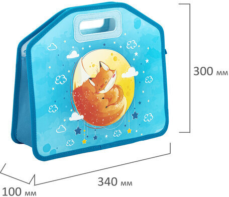 Папка-сумка ЮНЛАНДИЯ, 1 отделение, фетровые ручки, 34х30х11 см, "Moon fox", 270996
