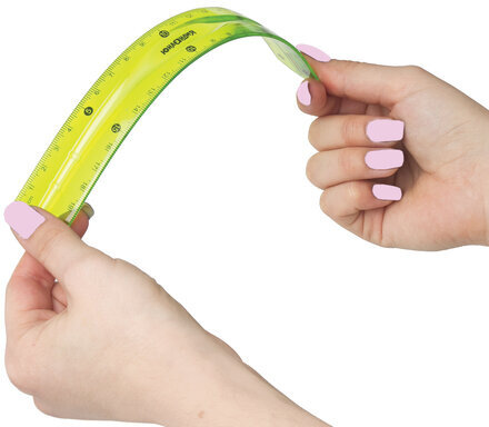 Набор чертежный средний гибкий ЮНЛАНДИЯ "FLEX" (линейка 20 см, 2 треугольника, транспортир), пенал, 210682