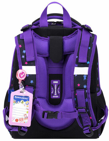 Ранец BRAUBERG PREMIUM, 2 отделения, с брелком, "Neon cat", 38х29х16 см, 271352