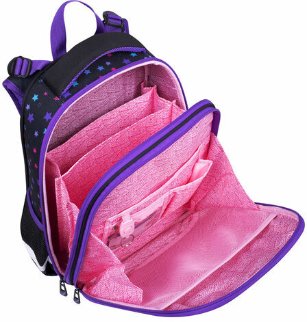 Ранец BRAUBERG PREMIUM, 2 отделения, с брелком, "Neon cat", 38х29х16 см, 271352