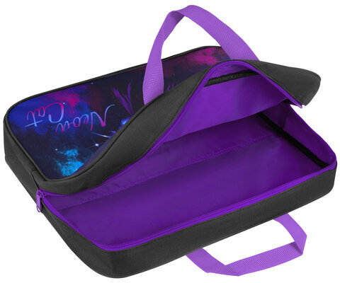 Папка на молнии с ручками BRAUBERG А4, 1 отделение, полиэстер, 80 мм, "Neon cat", 271482