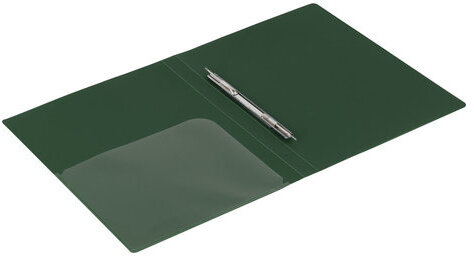 Папка с металлическим скоросшивателем и внутренним карманом BRAUBERG "Диагональ", темно-зеленая, до 100 листов, 0,6 мм, 221354