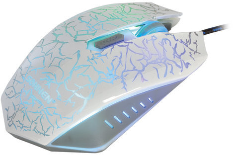 Мышь проводная игровая SONNEN GM-17, USB, 2400 dpi, 6 кнопок, оптическая, LED-подсветка, белая, 512639