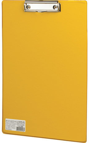Доска-планшет BRAUBERG "Comfort" с прижимом А4 (230х350 мм), картон/ПВХ, РОССИЯ, ЖЕЛТАЯ, 222662
