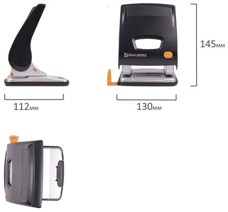 Дырокол ЭНЕРГОСБЕРЕГАЮЩИЙ BRAUBERG "Easy Press", до 30 листов, БЕЗ УСИЛИЙ, 224343
