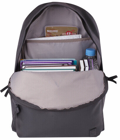 Рюкзак BRAUBERG универсальный, сити-формат, черный, кожзам, "Селебрити", 20 литров, 41х32х14 см, 226423