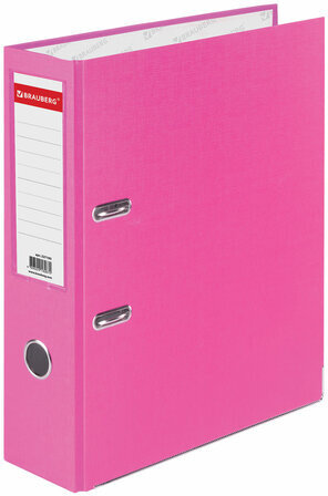 Папка-регистратор BRAUBERG с покрытием из ПВХ, 80 мм, с уголком, розовая (удвоенный срок службы), 227195