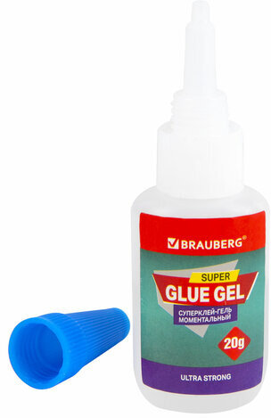 Клей-Гель моментальный ультрапрочный суперклей BRAUBERG EXTRA 20 грамм, МАКСИМАЛЬНЫЙ ОБЪЕМ, 608102, HC-20G