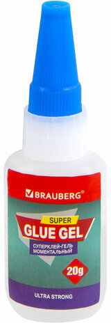 Клей-Гель моментальный ультрапрочный суперклей BRAUBERG EXTRA 20 грамм, МАКСИМАЛЬНЫЙ ОБЪЕМ, 608102, HC-20G