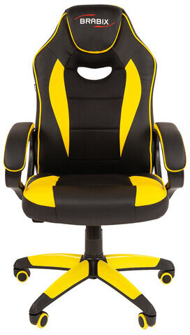 Кресло компьютерное BRABIX "Blaze GM-162", TW/экокожа, черное/желтое, 532579, 7083507