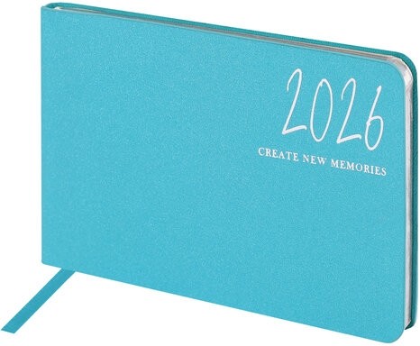 Еженедельник датированный 2026 МАЛЫЙ ФОРМАТ 105х160 мм, А6, BRAUBERG "Blaze", фольга, голубой, 117214