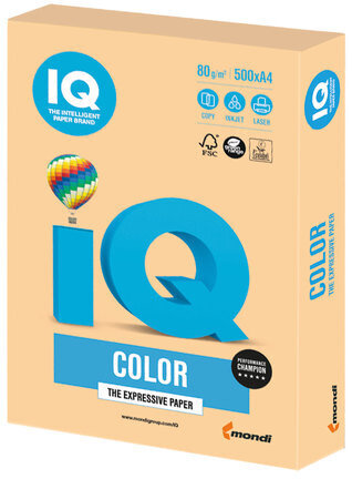 Бумага цветная IQ color, А4, 80 г/м2, 500 л., тренд, золотистая, GO22